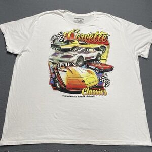 Chemistry Shirt Mens 3XL White Corvette Classics Chevy Racing Graphic Tee